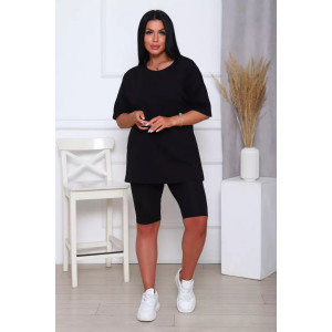 Костюм двойка женский КЖ-002 кулирка с лайкрой (р-ры: 42-66) черный
