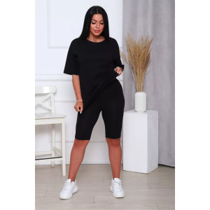 Костюм двойка женский КЖ-002 кулирка с лайкрой (р-ры: 42-66) черный