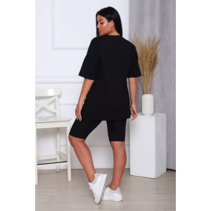 Костюм двойка женский КЖ-002 кулирка с лайкрой (р-ры: 42-66) черный