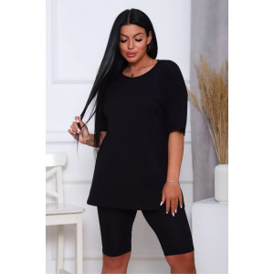 Костюм двойка женский КЖ-002 кулирка с лайкрой (р-ры: 42-66) черный