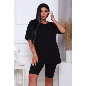Костюм двойка женский КЖ-002 кулирка с лайкрой (р-ры: 42-66) черный