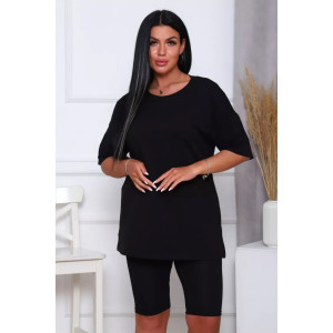 Костюм двойка женский КЖ-002 кулирка с лайкрой (р-ры: 42-66) черный