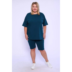 Костюм двойка женский КЖ-002 кулирка с лайкрой (р-ры: 42-66) изумрудный