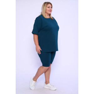 Костюм двойка женский КЖ-002 кулирка с лайкрой (р-ры: 42-66) изумрудный