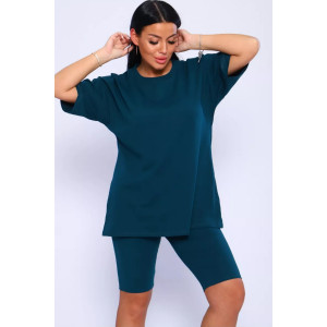 Костюм двойка женский КЖ-002 кулирка с лайкрой (р-ры: 42-66) изумрудный