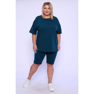 Костюм двойка женский КЖ-002 кулирка с лайкрой (р-ры: 42-66) изумрудный