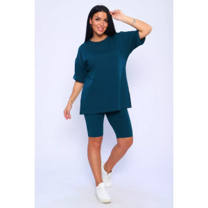 Костюм двойка женский КЖ-002 кулирка с лайкрой (р-ры: 42-66) изумрудный