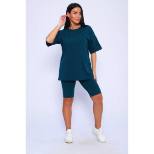 Костюм двойка женский КЖ-002 кулирка с лайкрой (р-ры: 42-66) изумрудный