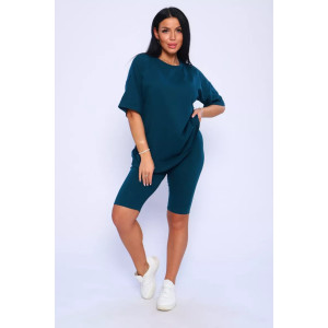 Костюм двойка женский КЖ-002 кулирка с лайкрой (р-ры: 42-66) изумрудный