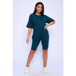 Костюм двойка женский КЖ-002 кулирка с лайкрой (р-ры: 42-66) изумрудный