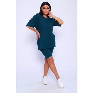 Костюм двойка женский КЖ-002 кулирка с лайкрой (р-ры: 42-66) изумрудный