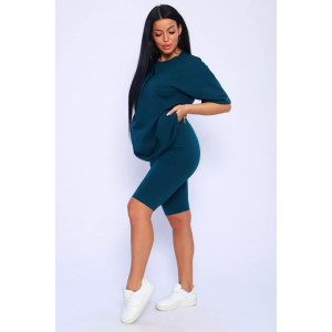 Костюм двойка женский КЖ-002 кулирка с лайкрой (р-ры: 42-66) изумрудный