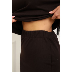 Костюм двойка женский с юбкой №20690 милано (р-ры: 46-56) темно-коричневый