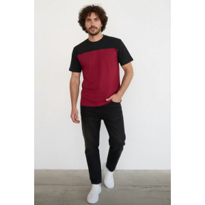 Футболка мужская №14482 кулирка (р-ры: 46-58) бордо-черный