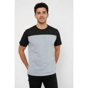 Футболка мужская №14482 кулирка (р-ры: 46-58) серый-черный