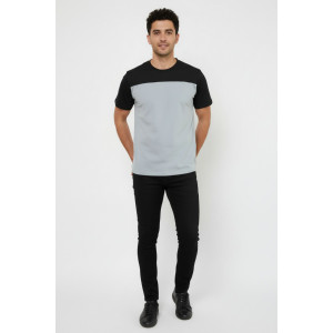 Футболка мужская №14482 кулирка (р-ры: 46-58) серый-черный