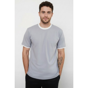 Футболка мужская №14481 кулирка (р-ры: 46-58) серый-белый