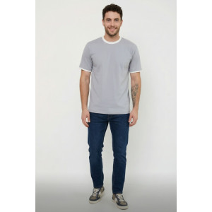 Футболка мужская №14481 кулирка (р-ры: 46-58) серый-белый