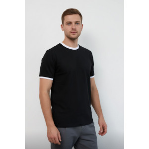 Футболка мужская №14481 кулирка (р-ры: 46-58) черный-белый