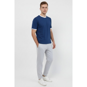 Футболка мужская №14481 кулирка (р-ры: 46-58) темно-синий-белый