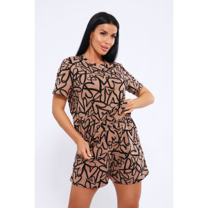 Пижама женская ПЖ-004 кулирка (р-ры: 46-60) сердце кофе