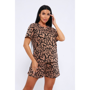 Пижама женская ПЖ-004 кулирка (р-ры: 46-60) сердце кофе