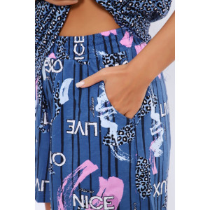 Пижама женская ПЖ-004 кулирка (р-ры: 46-60) люкс синий