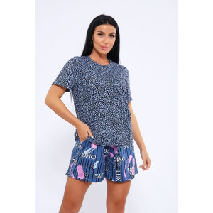 Пижама женская ПЖ-004 кулирка (р-ры: 46-60) люкс синий