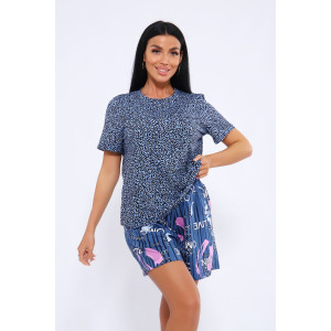 Пижама женская ПЖ-004 кулирка (р-ры: 46-60) люкс синий