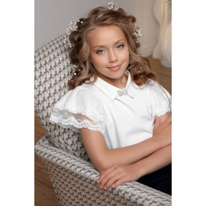 Блузка школьная "Анфиса" кулирка с лайкрой (р-ры: 32-38)