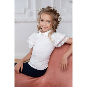 Блузка школьная "Анфиса" кулирка с лайкрой (р-ры: 32-38)