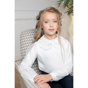 Блузка школьная "Виктория" кулирка с лайкрой (р-ры: 32-38)