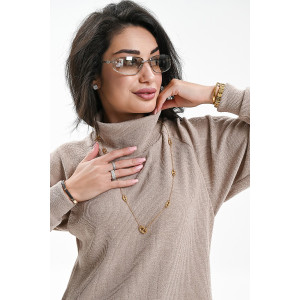 Платье женское №057922 вязаный трикотаж (р-ры: 46-52) бежевый