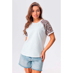 Футболка женская №057856 "Лео" фуллайкра кулирка вязаная (р-ры: 44-46) белый