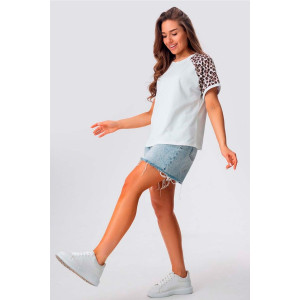 Футболка женская №057856 "Лео" фуллайкра кулирка вязаная (р-ры: 44-46) белый