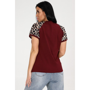 Футболка женская №057856 "Лео" фуллайкра кулирка вязаная (р-ры: 44-46) бордовый