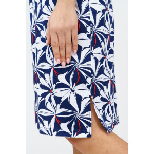 Халат женский №36930 кулирка (р-ры: 48-58) бело-синий