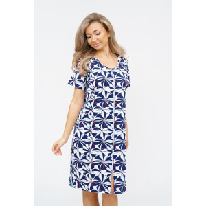 Халат женский №36930 кулирка (р-ры: 48-58) бело-синий