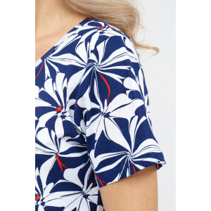 Халат женский №36930 кулирка (р-ры: 48-58) бело-синий