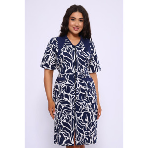 Халат женский №39042 кулирка (р-ры: 46-72) темно-синий