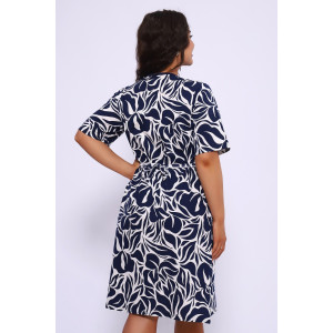 Халат женский №39042 кулирка (р-ры: 46-72) темно-синий