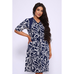 Халат женский №39042 кулирка (р-ры: 46-72) темно-синий