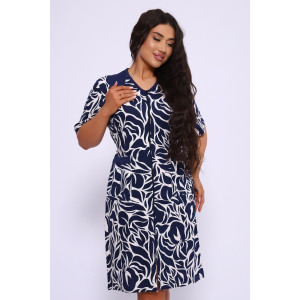 Халат женский №39042 кулирка (р-ры: 46-72) темно-синий