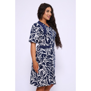 Халат женский №39042 кулирка (р-ры: 46-72) темно-синий