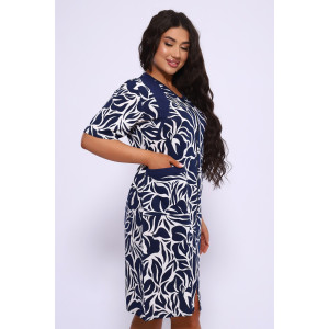 Халат женский №39042 кулирка (р-ры: 46-72) темно-синий