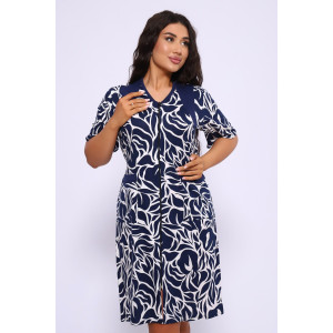 Халат женский №39042 кулирка (р-ры: 46-72) темно-синий