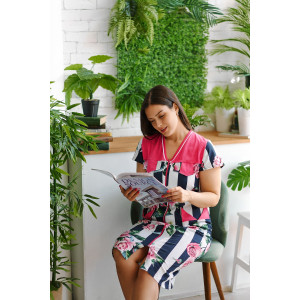 Халат женский №39015 кулирка (р-ры: 46-64) малина