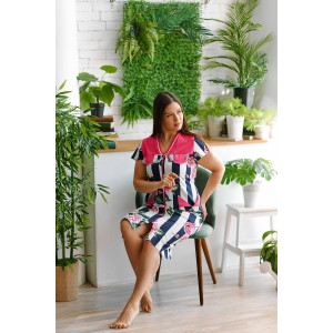 Халат женский №39015 кулирка (р-ры: 46-64) малина