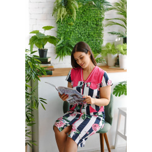 Халат женский №39015 кулирка (р-ры: 46-64) малина