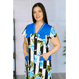 Халат женский №39015 кулирка (р-ры: 46-64) василек